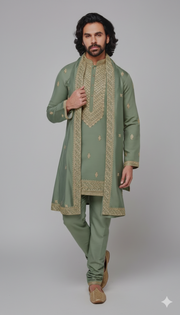 OLIVE GREEN KURTA PAJAMA WITH DUPATTA