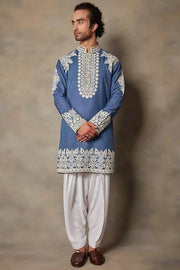 MET BLUE HAVE WORK KURTA WITH SALWAR DHOTI