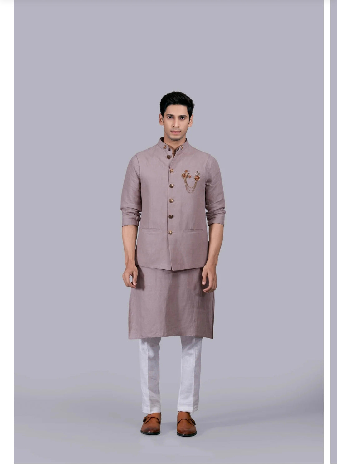PURE LINEN BLEND KOTI KURTA SET