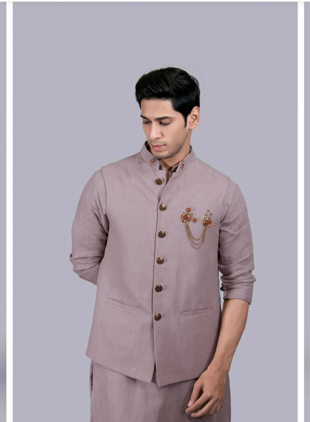 PURE LINEN BLEND KOTI KURTA SET