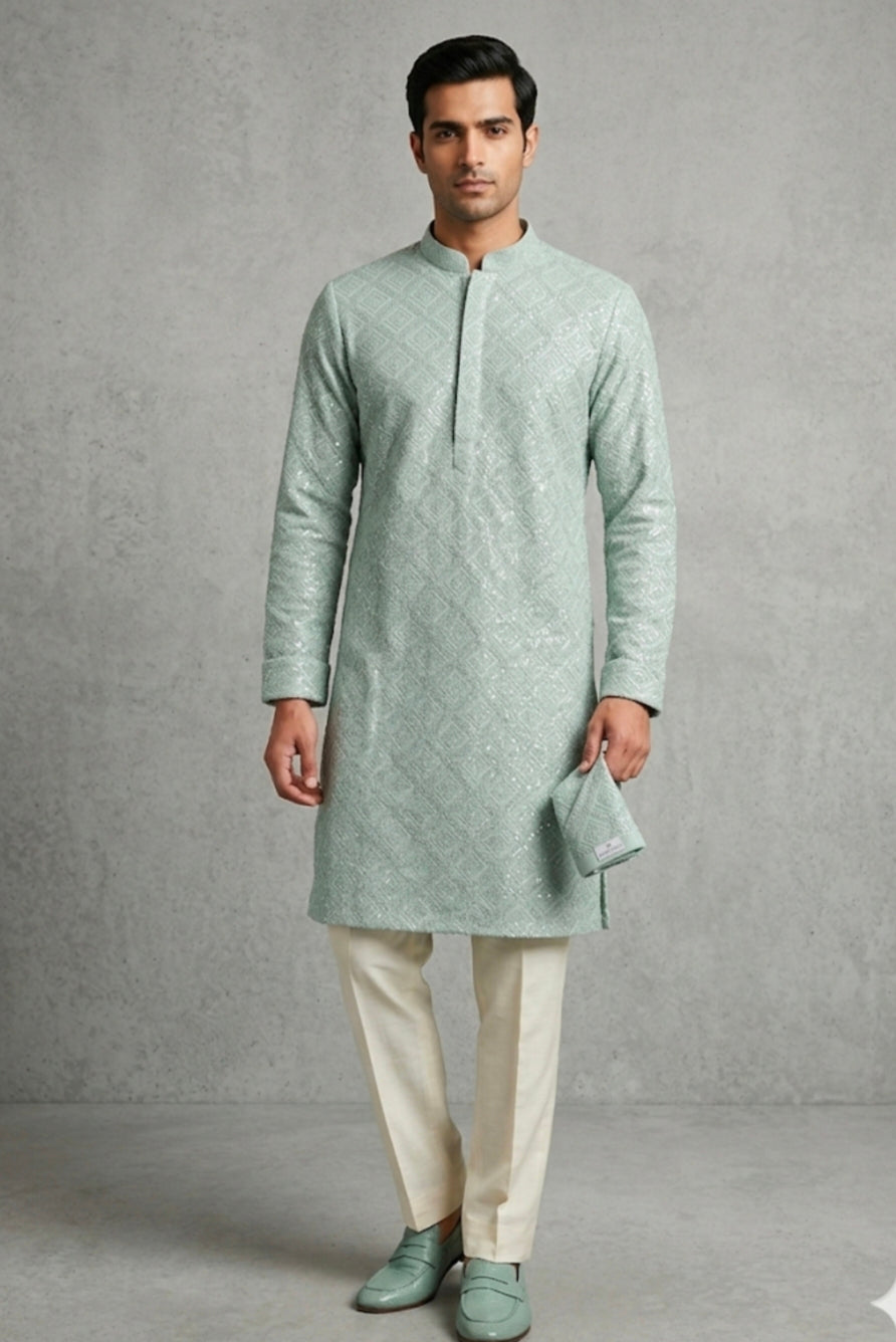 MINT SEAFOAM GREEN KURTA