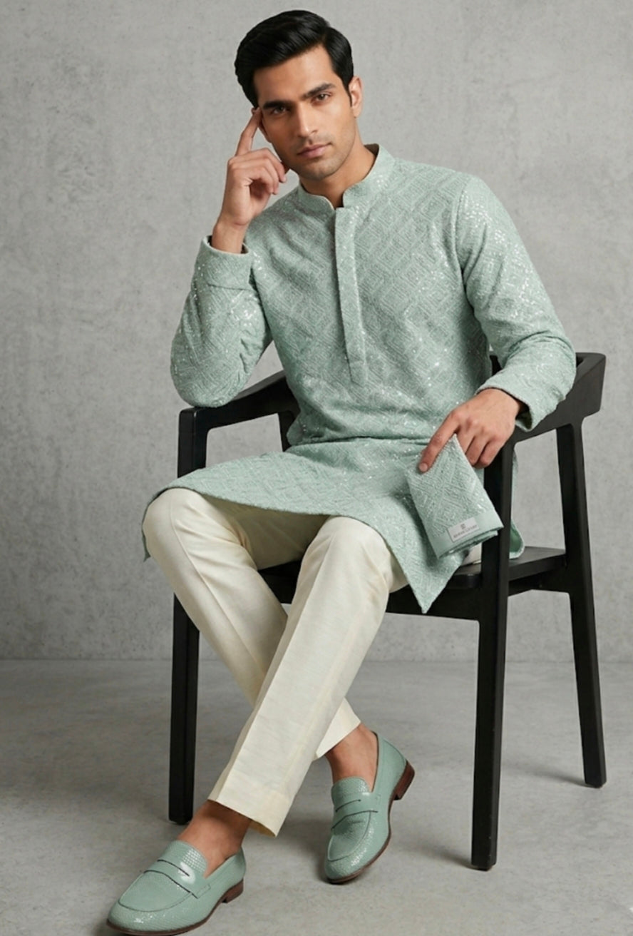 MINT SEAFOAM GREEN KURTA