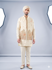 Pastel Flora Luxury Nehru Jacket Set