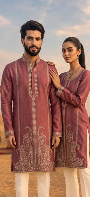 Rose Brown Embroidered Kurta Set