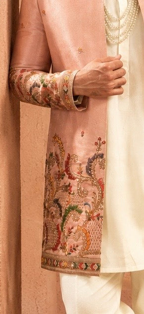 Pastel Pink Embroidered Indo-Western Sherwani Set