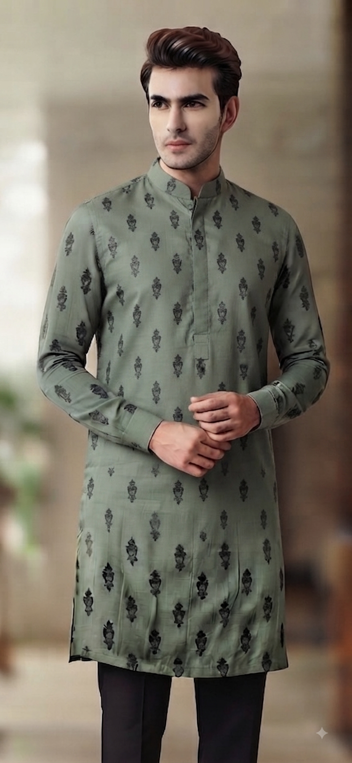 Heritage Olive Kurta Set