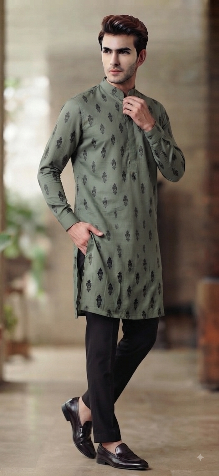 Heritage Olive Kurta Set