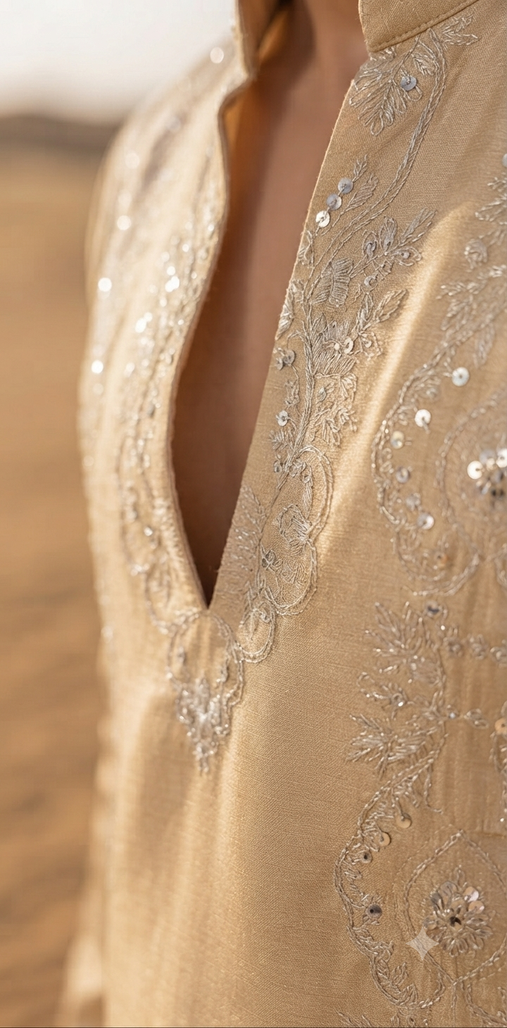 Gold Thread Embroidered Kurta Set