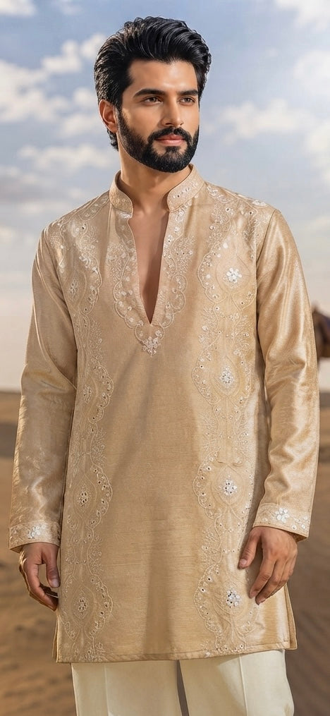 Gold Thread Embroidered Kurta Set