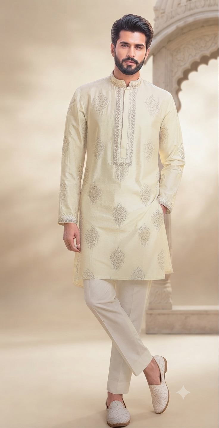 Ivory Embroidered Kurta Set