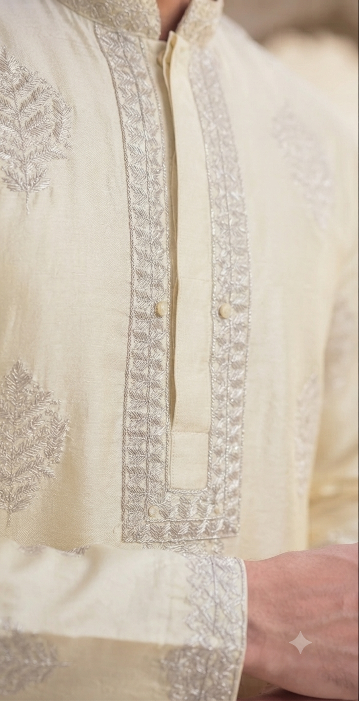 Ivory Embroidered Kurta Set