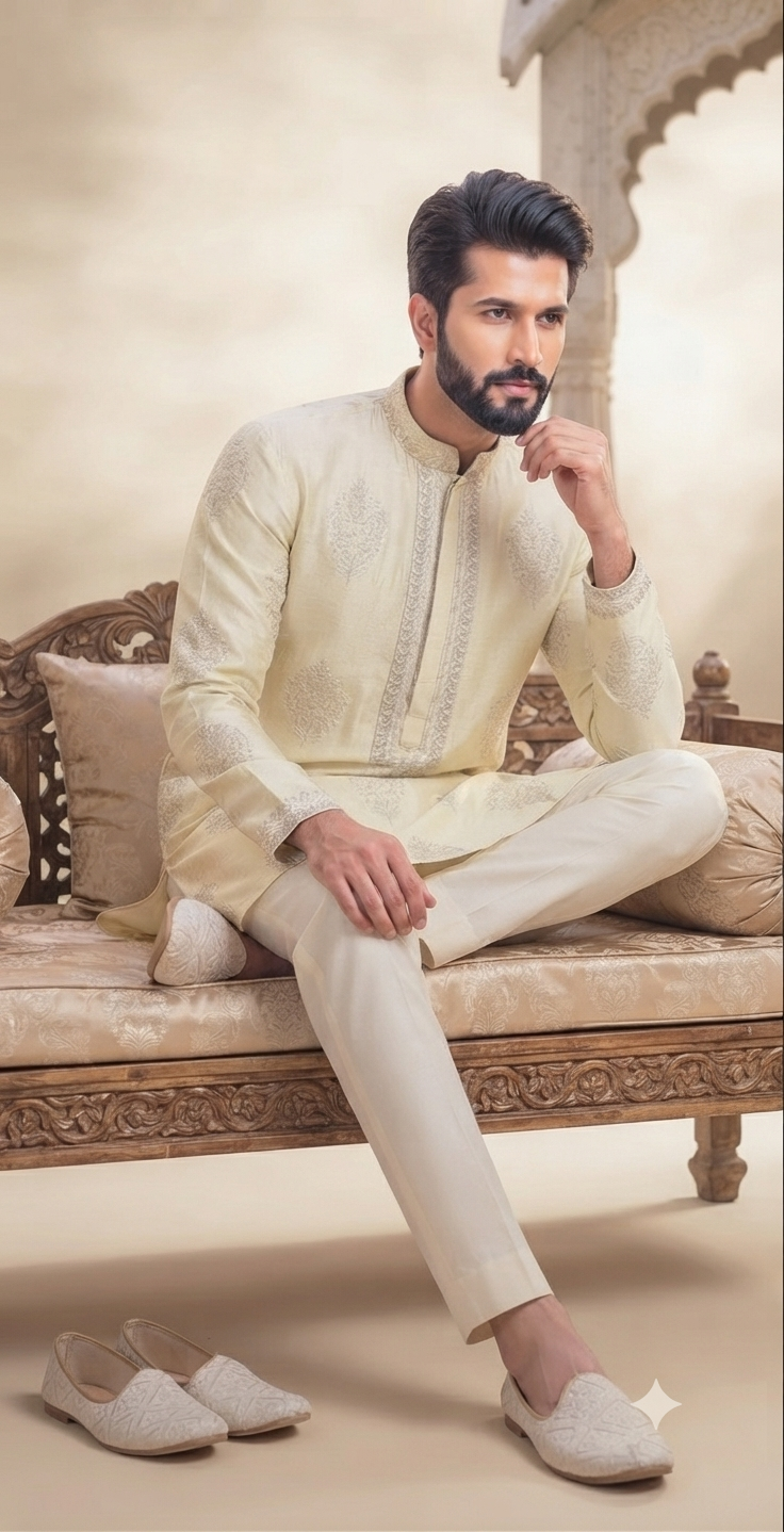 Ivory Embroidered Kurta Set