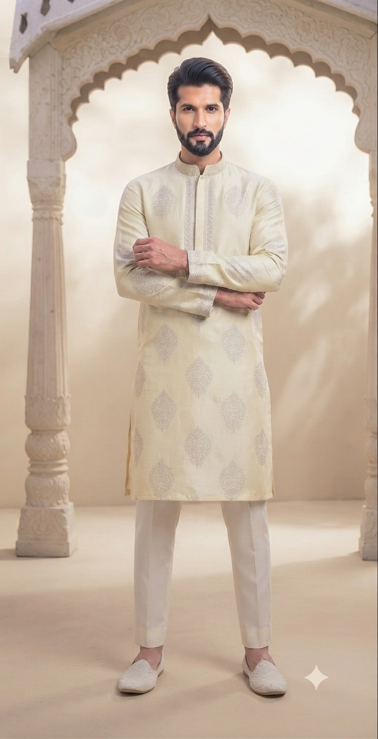 Ivory Embroidered Kurta Set