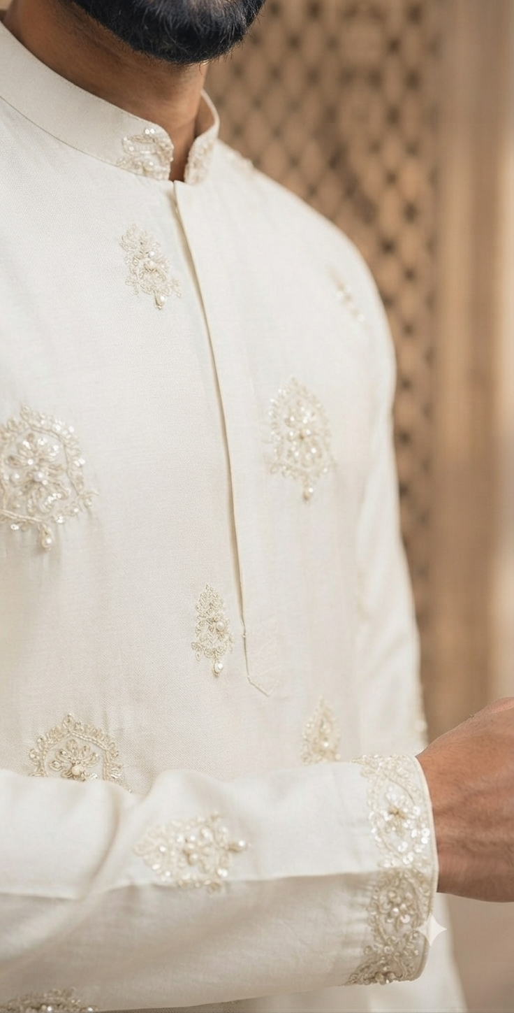 Ivory Embroidered Kurta Pajama