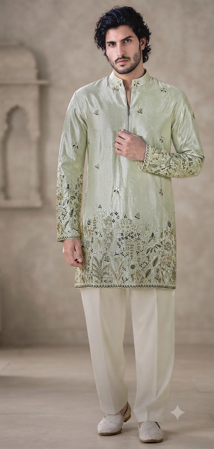 Sage Green Embroidered Kurta
