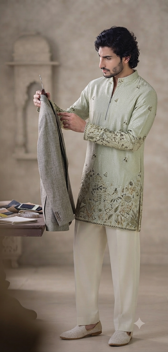 Sage Green Embroidered Kurta