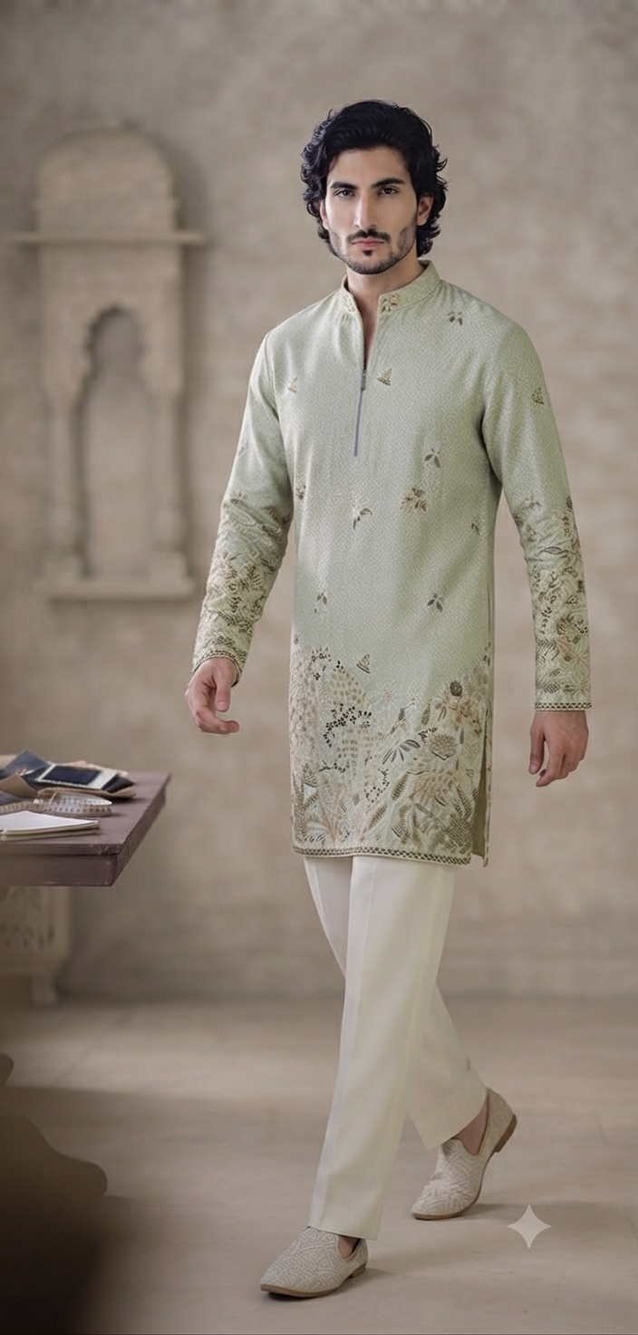 Sage Green Embroidered Kurta