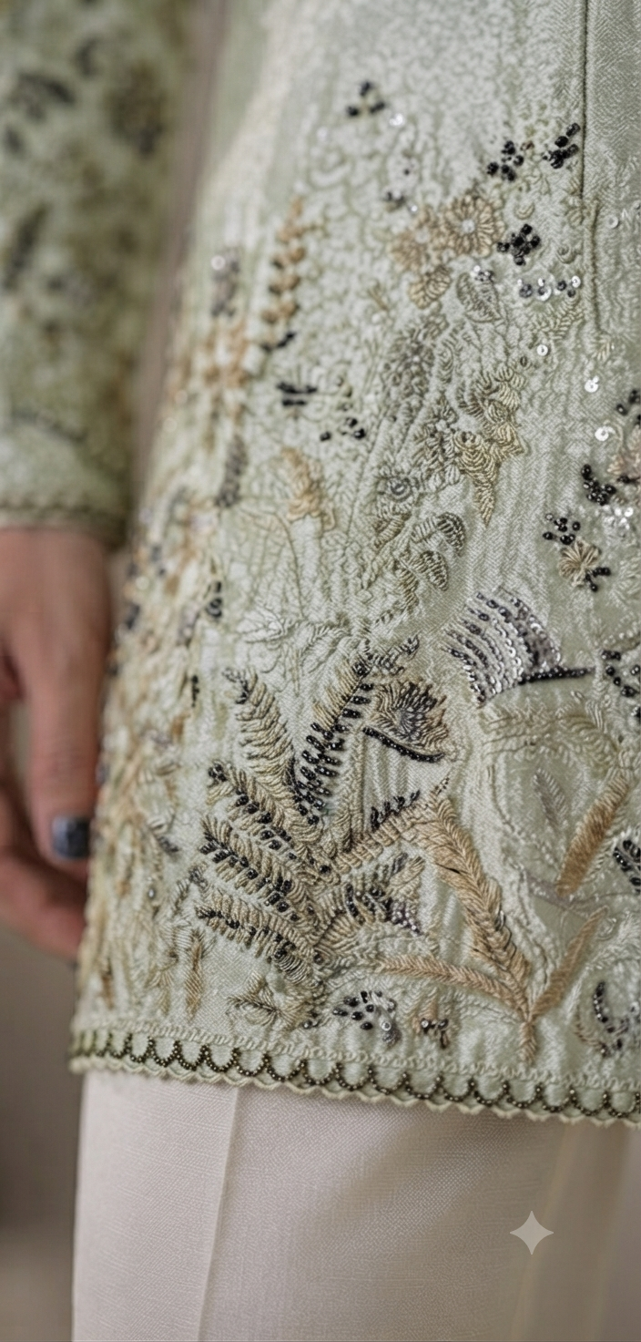 Sage Green Embroidered Kurta
