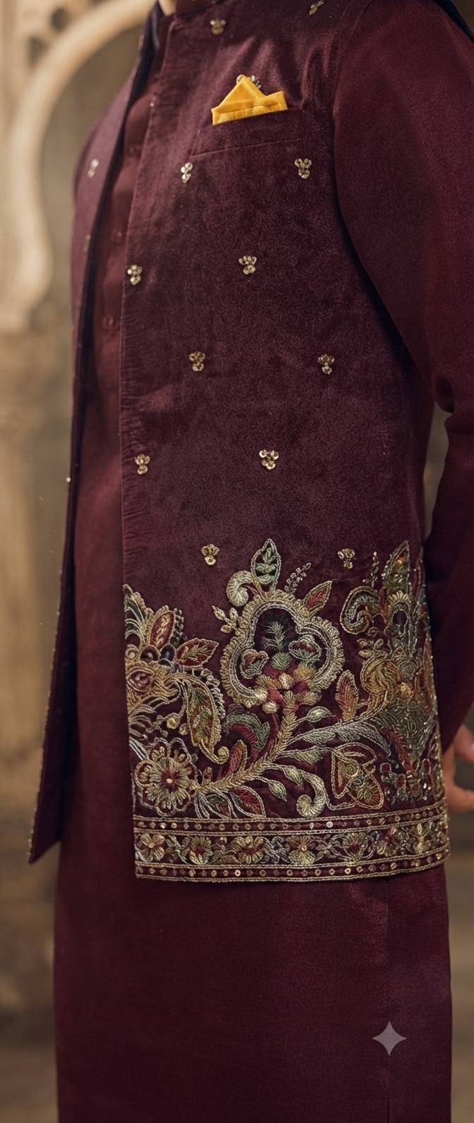 Maroon Kurta & Nehru Jacket Set