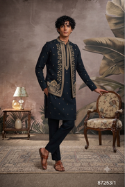 Dark Olive Geen with Gold Embroidery Jacket,kurta set