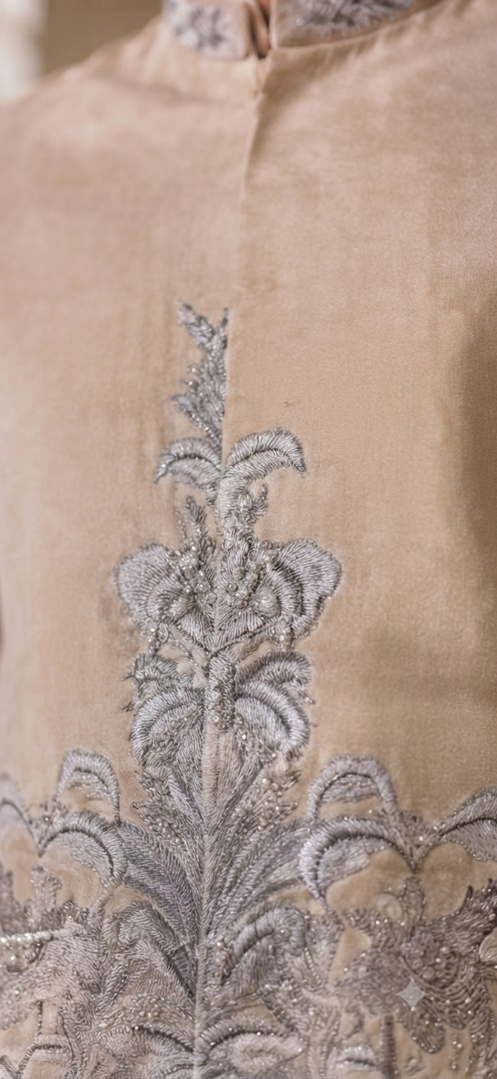 Embroidered Jacket with Kurta and Trouser Set