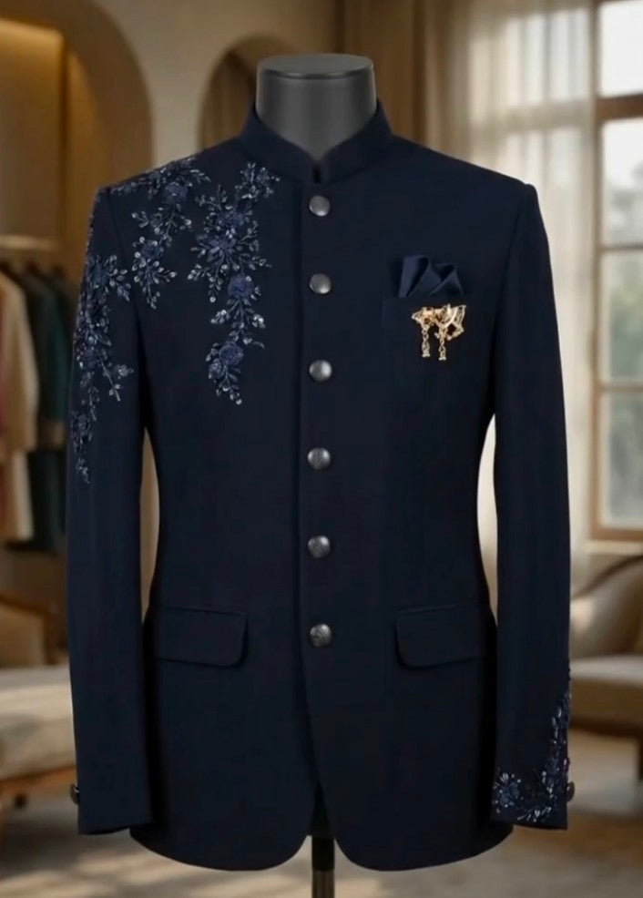 Royal Navy Blue Bandhgala Set
