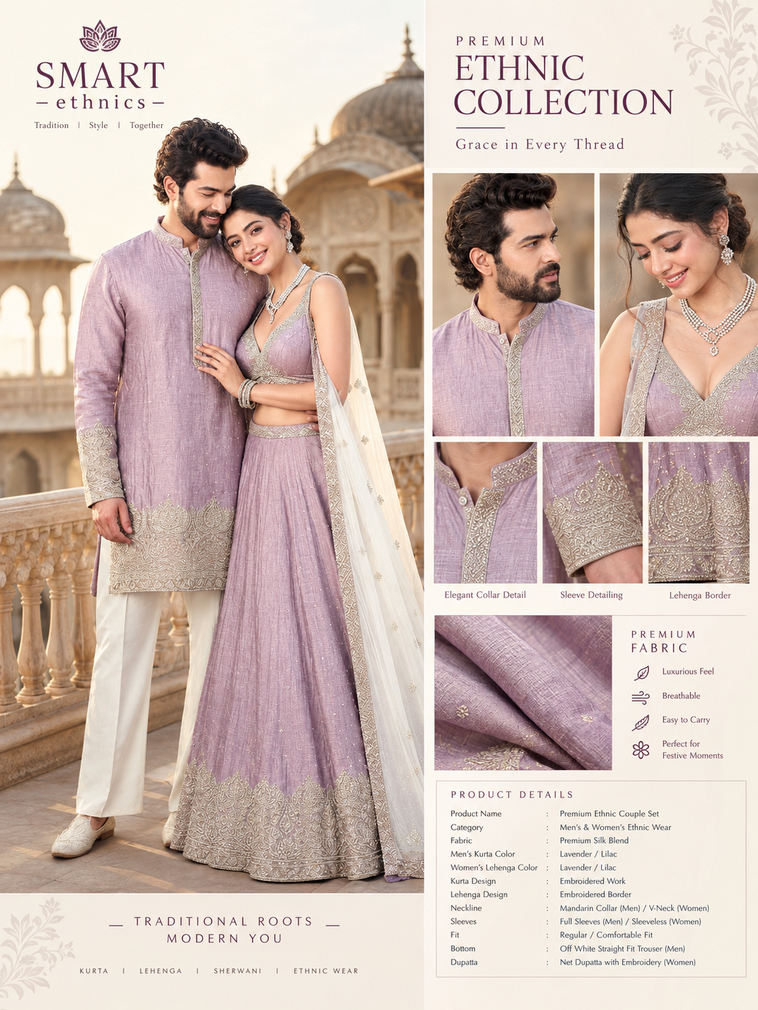 Dusty lavender kurta