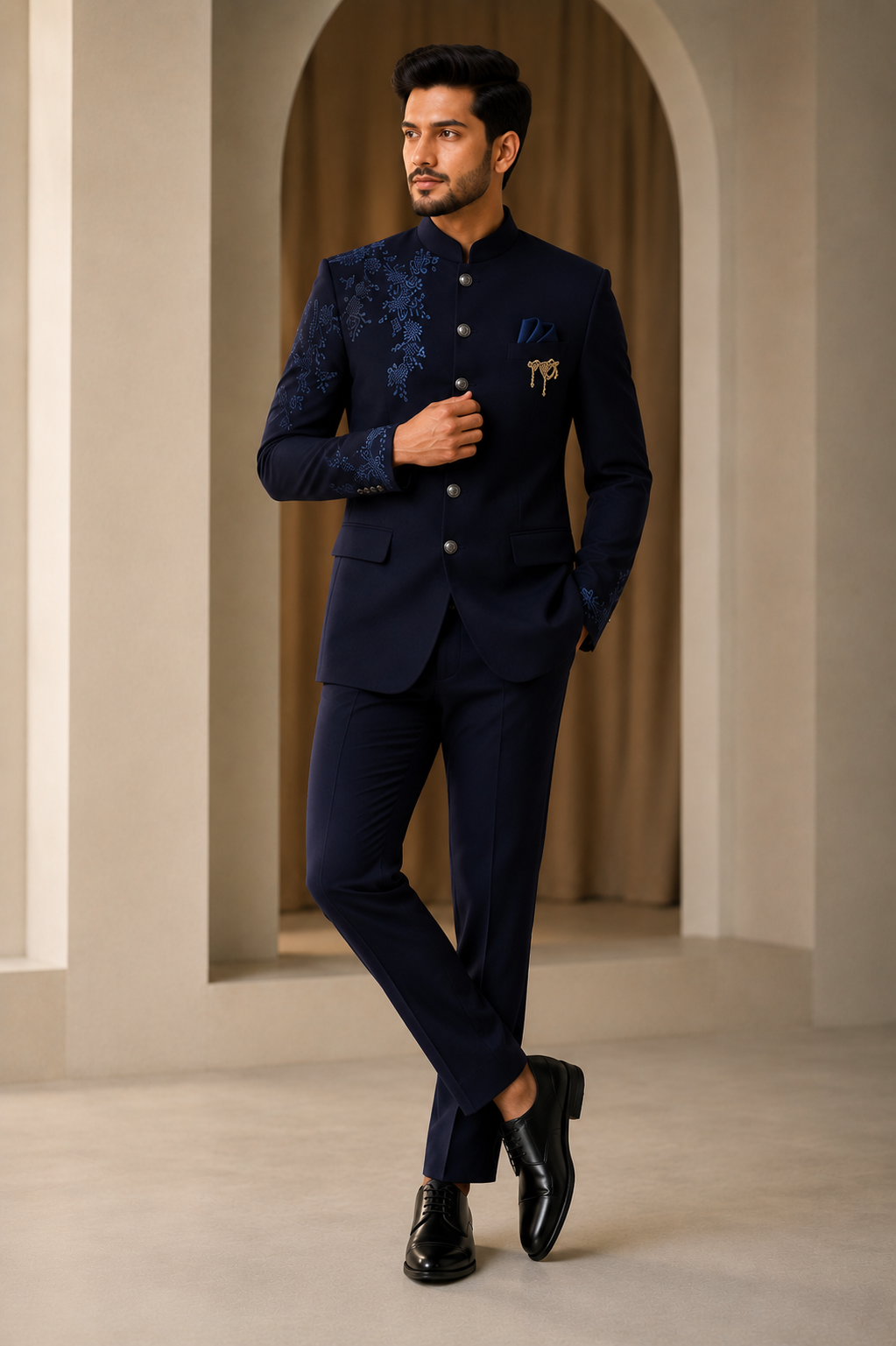 Royal Navy Blue Bandhgala Set