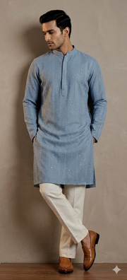 Blue Sequined Kurta Set