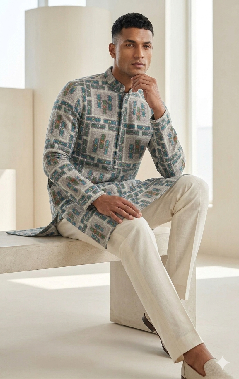 Multi-Tonal Embroideryed Long Kurta